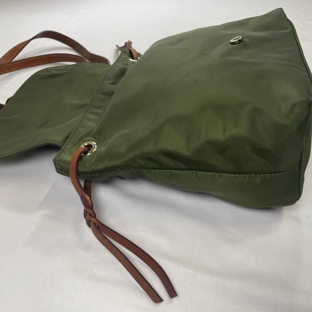 Dooney & Bourke Nylon Flap Backpack Style IN503 Army Green leather gold details